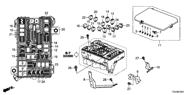 2021 Acura TLX Bracket, Relay Box Diagram for 38254-TGV-A00