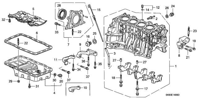 1991 Acura Integra Stiffener, Front Engine Diagram for 11960-PR3-000