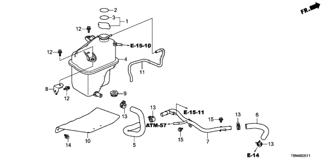 2017 Acura NSX Expansion Tank Outlet Pipe Diagram for 19108-58G-A00