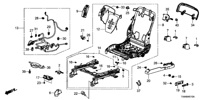 2017 Acura RDX 5 Door BASE (2WD) KA 6AT Front Seat Components Diagram 1