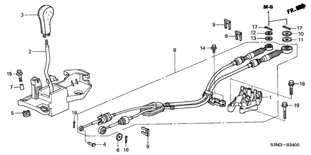 2003 Acura CL Change Lever Knob (Real Black) (Dimple/Leather) Diagram for 54102-SL0-023ZB