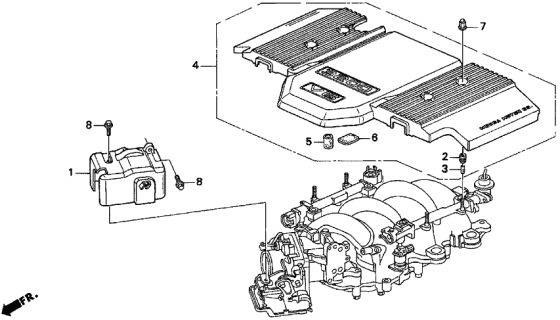 1997 Acura TL 4 Door BAS3.2 KA 4AT Engine Harness Cover (V6) Diagram