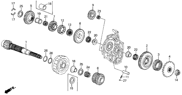 1986 Acura Legend Countershaft Diagram for 23220-PG4-020