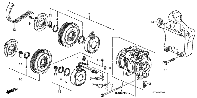 2007 Acura MDX 5 Door TECH KA 5AT A/C Compressor Diagram