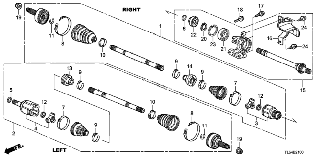 2011 Acura TSX 5 Door TSX KA 5AT Driveshaft - Half Shaft Diagram