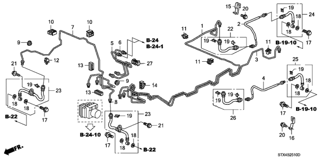 2010 Acura MDX 5 Door TECH KA 6AT Brake Lines (VSA) Diagram