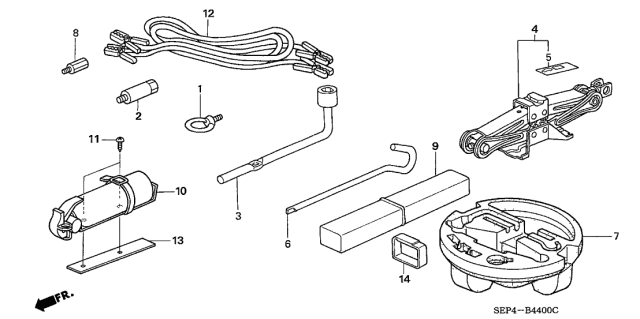 2007 Acura TL 4 Door BASE (NAVIGATION) KA 5AT Tools - Jack Diagram