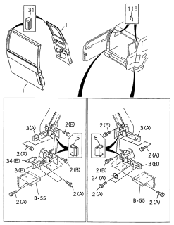 1999 Acura SLX Door Assembly, Driver Side Back Diagram for 8-97183-085-0