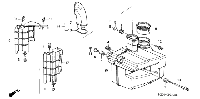 2000 Acura TL Air Intake-Resonator Assembly Diagram for 17230-P8E-A00