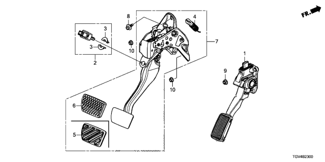 2021 Acura TLX 4 Door BASE KA XAT Pedal Diagram