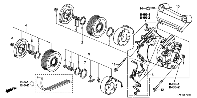 2014 Acura ILX A/C Compressor Diagram for 38810-RX0-A01