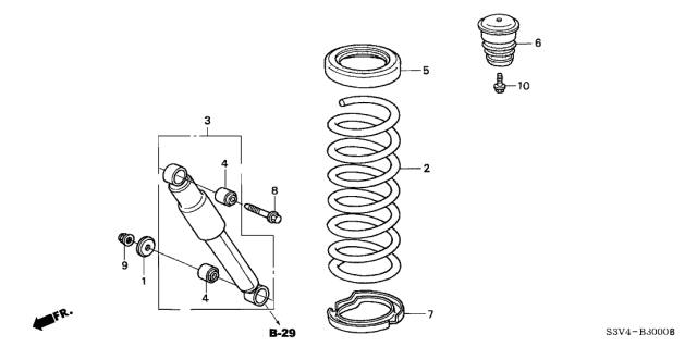 2006 Acura MDX Rear Bump Stop Rubber Diagram for 52722-S3V-003