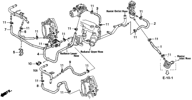 1996 Acura TL Hose F, Water Diagram for 19527-P5G-A00