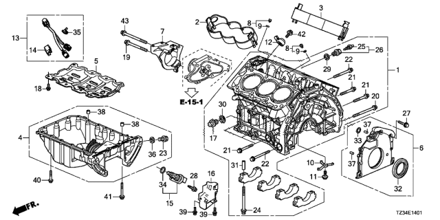 2016 Acura TLX Cylinder Block - Oil Pan Diagram