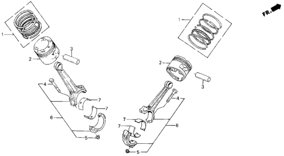 1989 Acura Legend 4 Door L (MOQUETTE) KA 5MT Piston - Connecting Rod Diagram