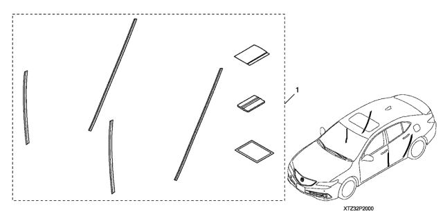 2019 Acura TLX Door Edge Guard Diagram