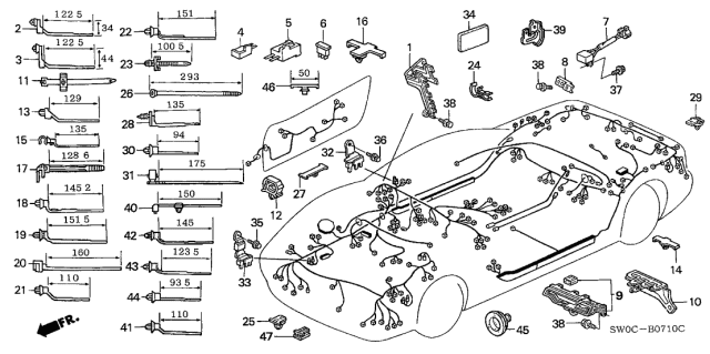 2003 Acura NSX 2 Door NSX-T KA 4AT Harness Band - Bracket Diagram