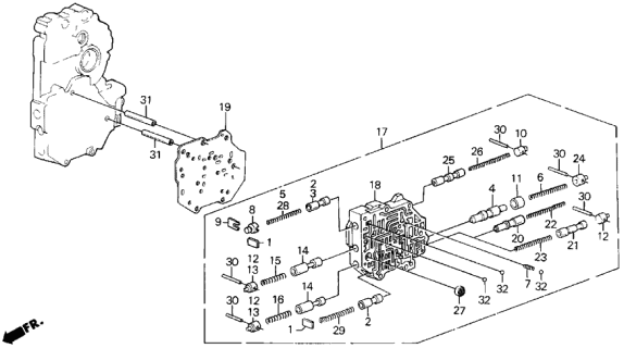 1990 Acura Legend 4 Door L (MOQUETTE) KL 4AT AT Secondary Body Diagram