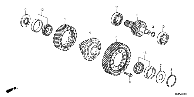 2013 Acura TL 4 Door TECH (SHAWD) KA 6AT AT Differential Diagram