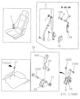 1998 Acura SLX Driver Side Tongue Seat Belt (Dark Gray) Diagram for 8-97153-176-3