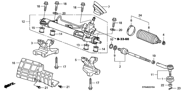 2009 Acura RDX Plate, Power Steering Heat Baffle Diagram for 53692-STK-A01