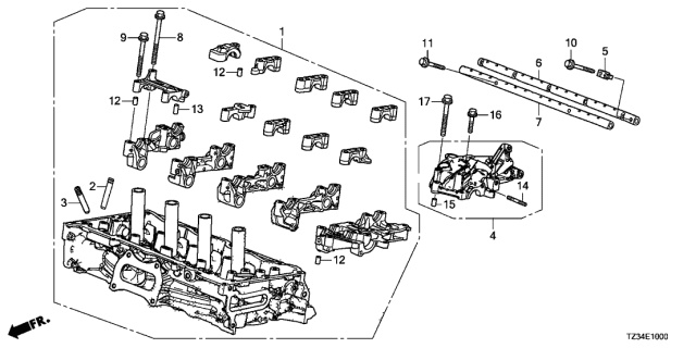 2018 Acura TLX 4 Door 24BASE (L4) KA DCT Cylinder Head Diagram