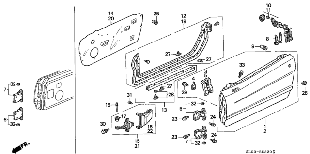 1993 Acura NSX Front Door Panels Diagram