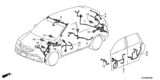 2013 Acura MDX Subcrd Rear Sub Frme Diagram for 32114-STX-A01