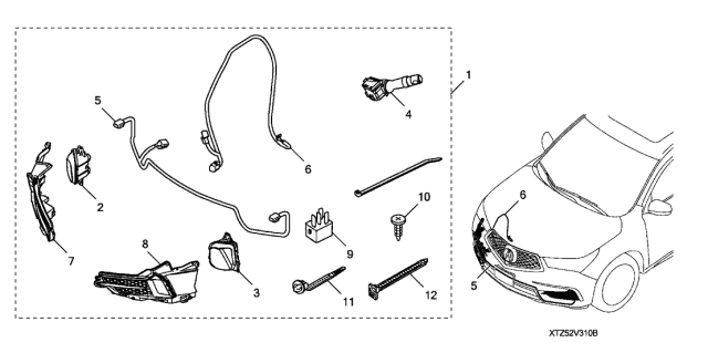 2020 Acura MDX Fog Light Assembly, Left Front Diagram for 33950-TZ5-A01