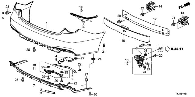 2020 Acura RLX Rear Bumper Diagram