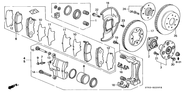 1997 Acura CL Right Front Caliper Sub-Assembly (Reman) Diagram for 06452-SV1-505RM