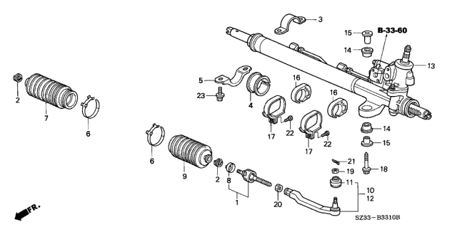 2000 Acura RL Steering Tie Rod End Diagram for 53560-SZ3-003