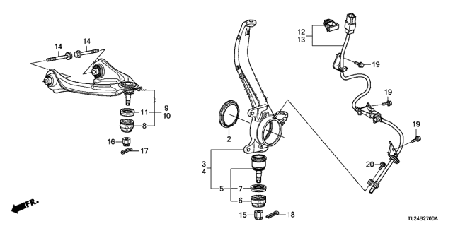 2011 Acura TSX Sensor Assembly, Left Front Diagram for 57455-TA0-H01