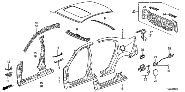 2013 Acura TSX Outer Panel - Rear Panel Diagram