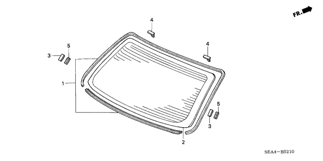 2004 Acura TSX Rear Windshield Dam Rubber Set Diagram for 04733-SEA-000