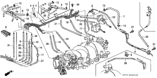 1991 Acura Legend Hose B, Purge Diagram for 17431-PY3-A00