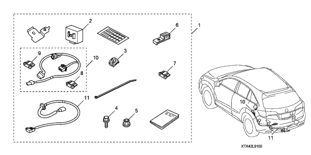 2018 Acura RDX Trailer Unit Harness Diagram for 08L91-TX4-20030