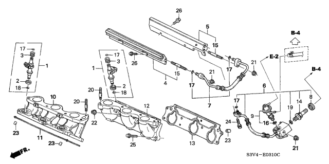 2002 Acura MDX Base, Front Injector Diagram for 17050-PGE-A01