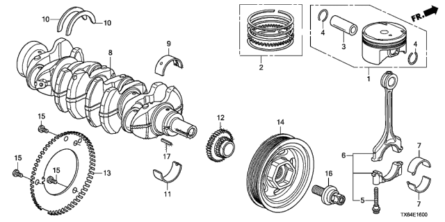 2014 Acura ILX Piston Set (STD) Diagram for 13010-R1P-H00