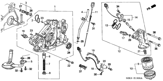 2000 Acura TL Oil Dipstick Diagram for 15650-P8A-A01