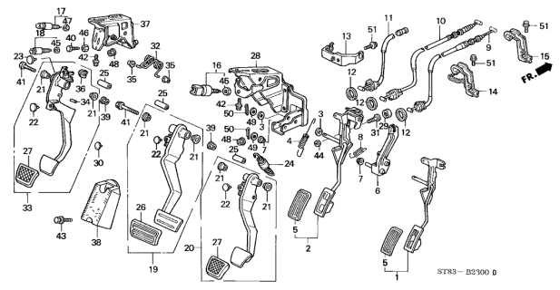 1994 Acura Integra Spring Assembly, Pedal Return Diagram for 46530-SR3-000