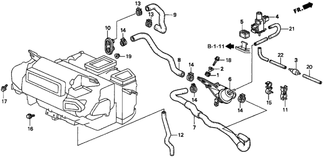 1996 Acura TL Hose A, Water Inlet Diagram for 79721-SZ5-A00