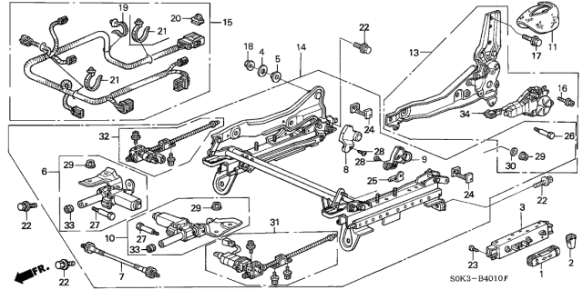 2002 Acura TL Cord, Driver Side Power Seat (8 Way) Diagram for 81711-S0K-A70