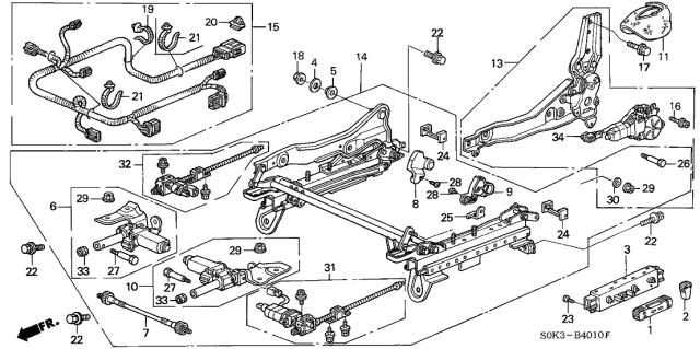 2003 Acura TL Front Seat Components Diagram 1