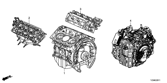 2019 Acura TLX Engine Sub-Assembly, Front Diagram for 10004-R9P-A10