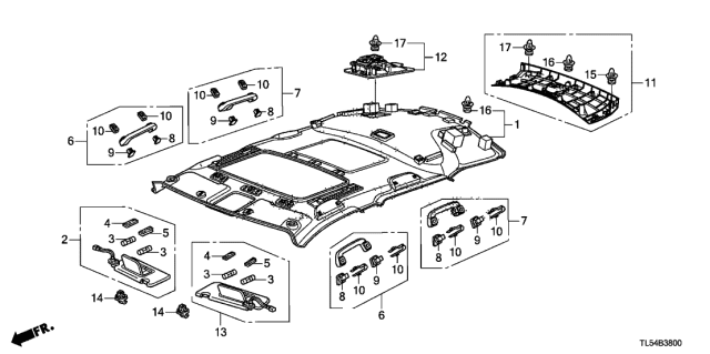 2014 Acura TSX Roof Lining Diagram