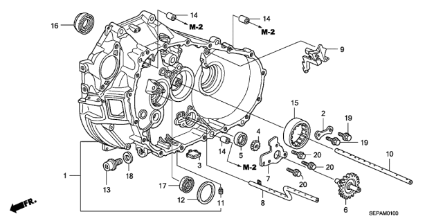 2008 Acura TL MT Clutch Case Diagram