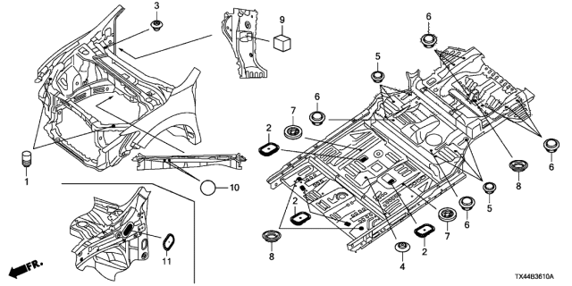 2015 Acura RDX 5 Door TECH (AWD) KA 6AT Grommet (Front) Diagram
