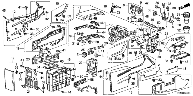 2010 Acura RDX Console Assembly, Driver (Gray) Diagram for 83401-STK-A01ZC