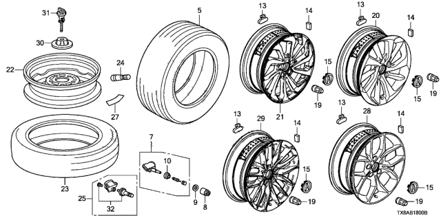 2019 Acura ILX Tire - Wheel Disk Diagram